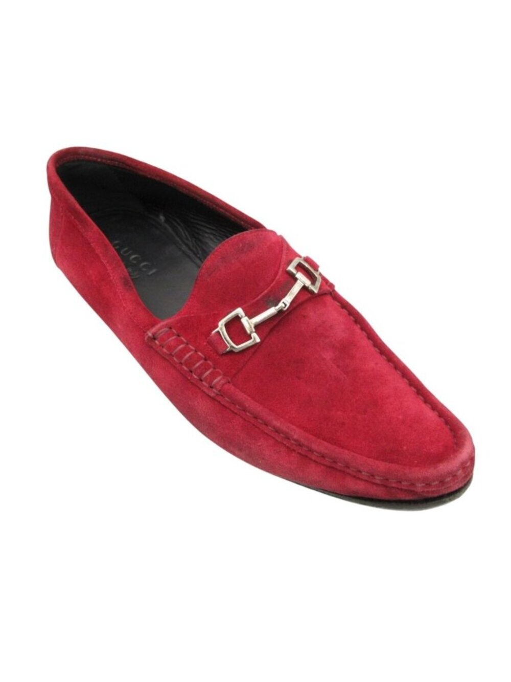 Gucci Loafers Horsebit Suede Leather Slip-on Shoes Wine Red 8